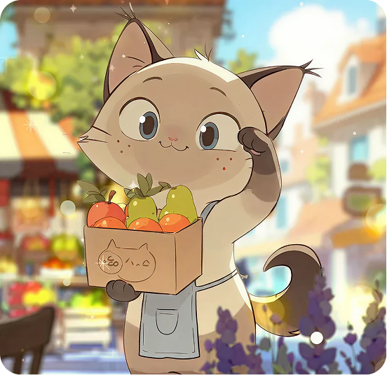 Cat with a vegetable box